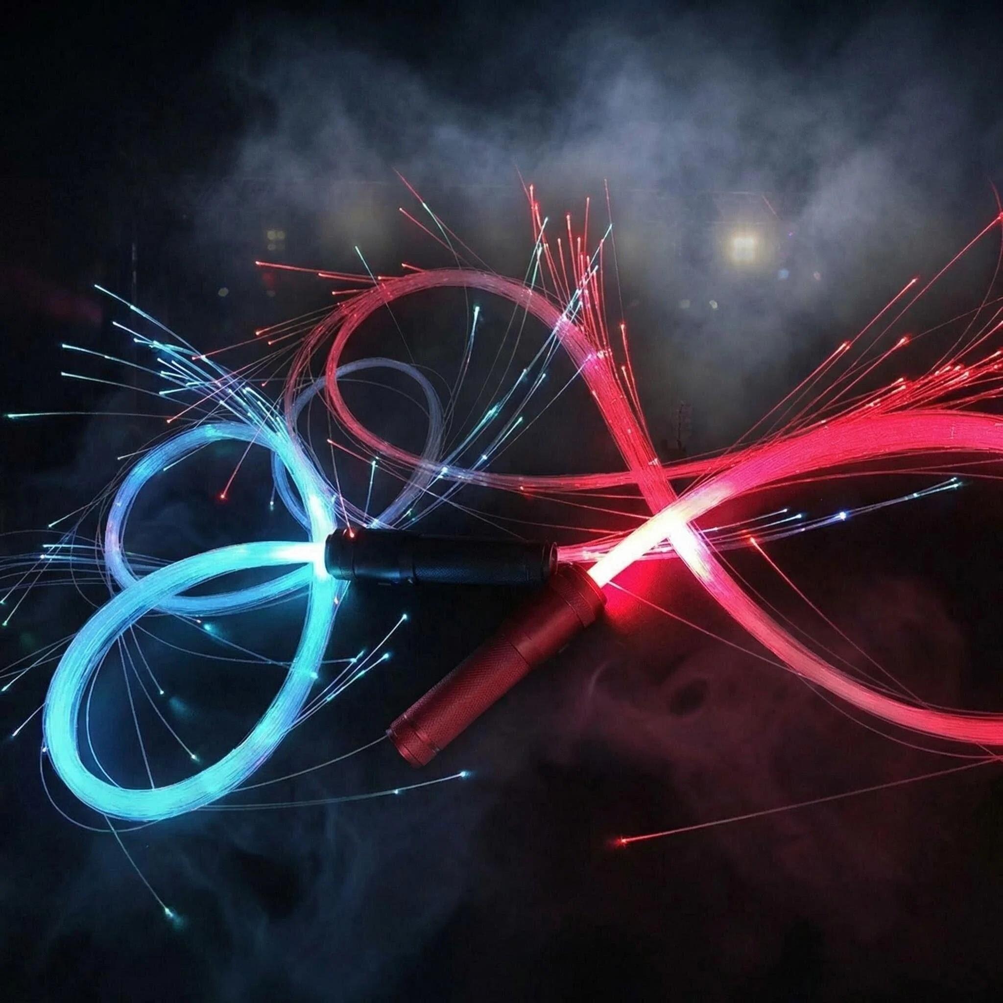 Fiber Optic LED Light Whip, Interactive Atmosphere for Dance Performances, Flashing Rainbow Fiber Optic Whip, Perfect for Shows and Events