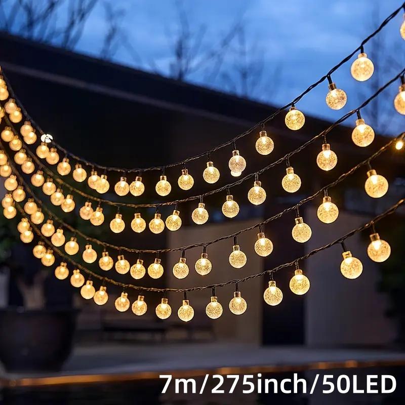Solar LED Bubble Light String, Solar Crystal Ball, Outdoor Solar Lamp, 8 Lighting Modes, Garden Lantern, Party Decor