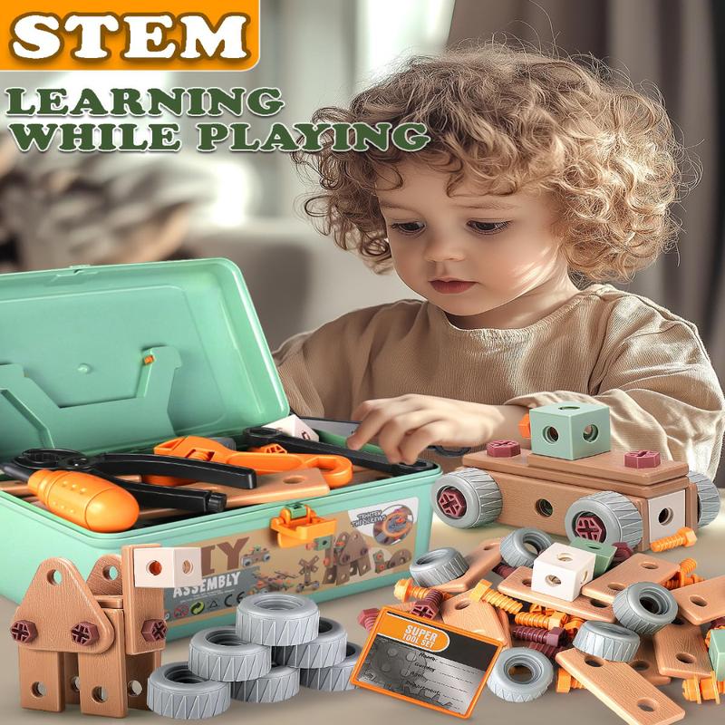 Kids Tool Set Real, Toddler Tools Box Set, Magic Montessori Play Toolbox with Electric Drill & Screwdriver, Building Kit Toy, Pretend Play Set