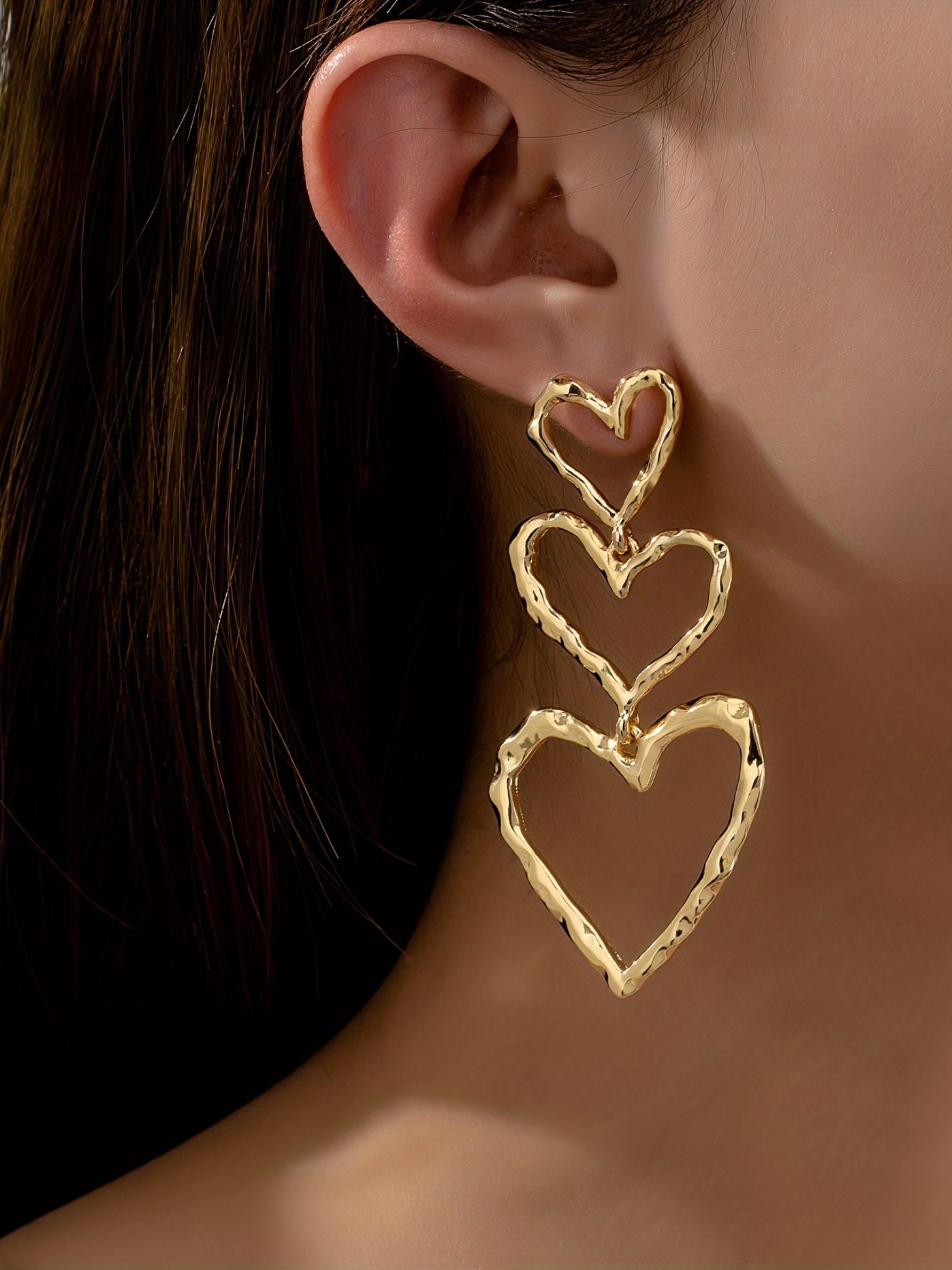 Classic Vintage Dangle Heart Pendant Earrings, High Quality Earrings, Women's Versatile Fashion Accessory, Perfect Valentine's Day Gift for Girlfriend Classic Vintage Dangle Heart Pendant Earrings, High Quality Earrings, Women's Versatile Fashion Accessory, Perfect Valentine's Day Gift for Girlfriend