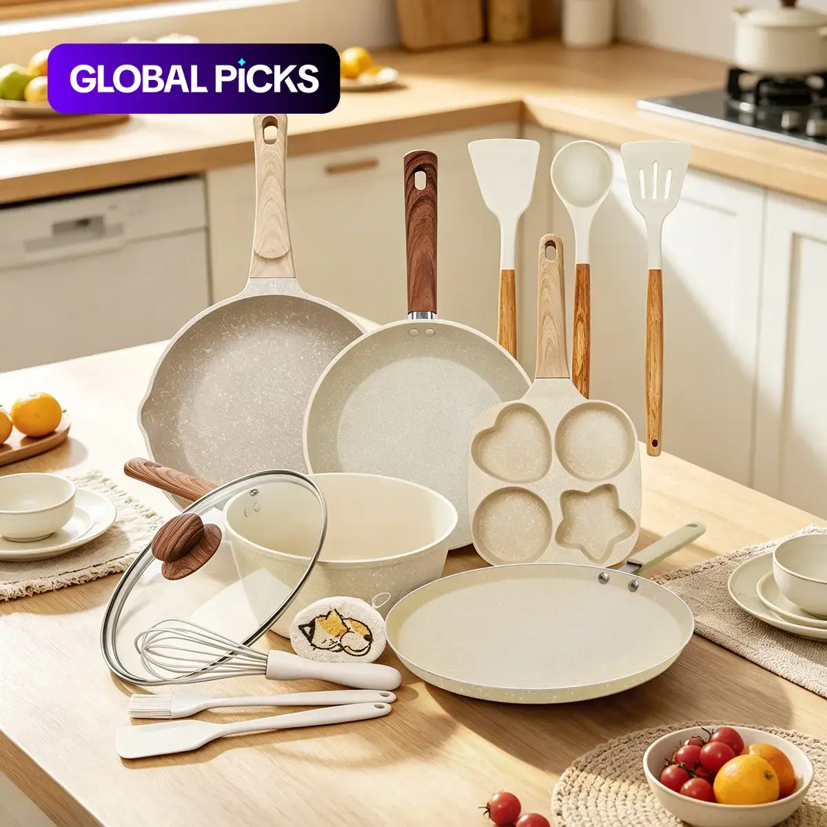 12pcs Nonstick Cookware Set, All Stoves Compatible, Complete Kitchen Pan Set, Includes Silicone Utensils, Durable & Easy-To-Use, Nonstick Pots And Pans Set