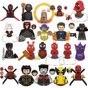 Blind Box Mini Building Blocks WM6052 Figures Big Goblin Spiderman Iron Man Venom Captain Hawk Deadpool Armor Christmas Gift Toy