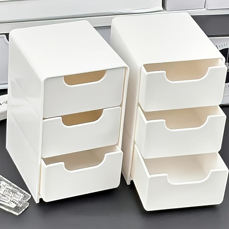 2-Piece Three-Tier Drawer Storage Box, Fashion Style, Hair Accessories Jewelry Organizer, Desktop Small Item Holder, Stackable Plastic, Multi Compartment, Jewelry Storage Unit