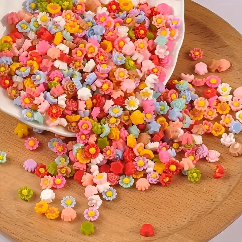 100pcs Pastel Floral Star Beads, Small Handmade Beads for Jewelry Making, Nail Art, Hair Accessories, DIY Projects, Bright Colors
