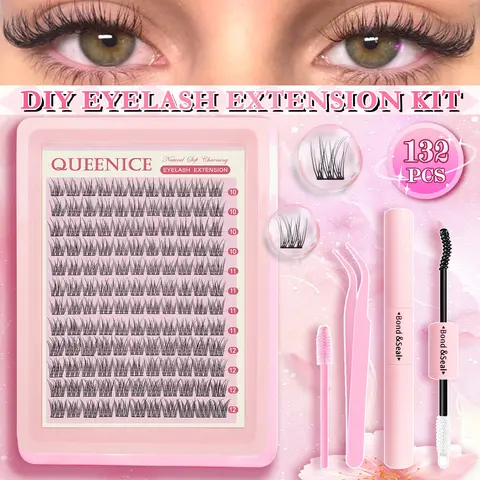 Summer Natural Style, DIY Lash Clusters, Individual Lashes, Lash Extensions, Mixed Style & Mermaid, Contains Glue, Tweezers, Brush, Reusable, Suitable for a Variety of Occasions