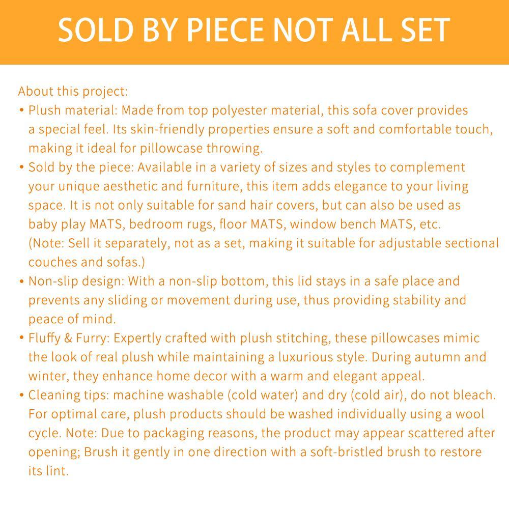 Solid-Color Geometric Pattern Plush Sofa Cover, Soft Non-Slip Sofa Protector for Living Room and Bedroom, Stylish Pet-Friendly Home Decor, Sofa Slipcover