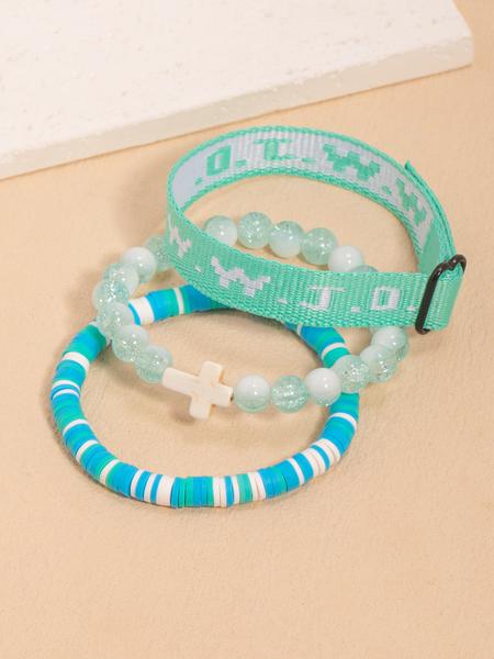 WWJD Letter Beaded Bracelet, Fashionable Cross Charm Decor Beaded Bracelet for Women & Men, Trendy Fashionable Accessories, Trendy All-match & Exquisite Jewelry for Birthday Gift, Religious Jewelry Gift