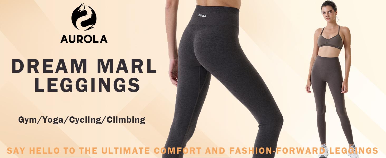 AUROLA Dream Marl Workout Leggings for Women Seamless Scrunch Tights Tummy Control Gym Fitness Girl Sport Active Yoga Pants