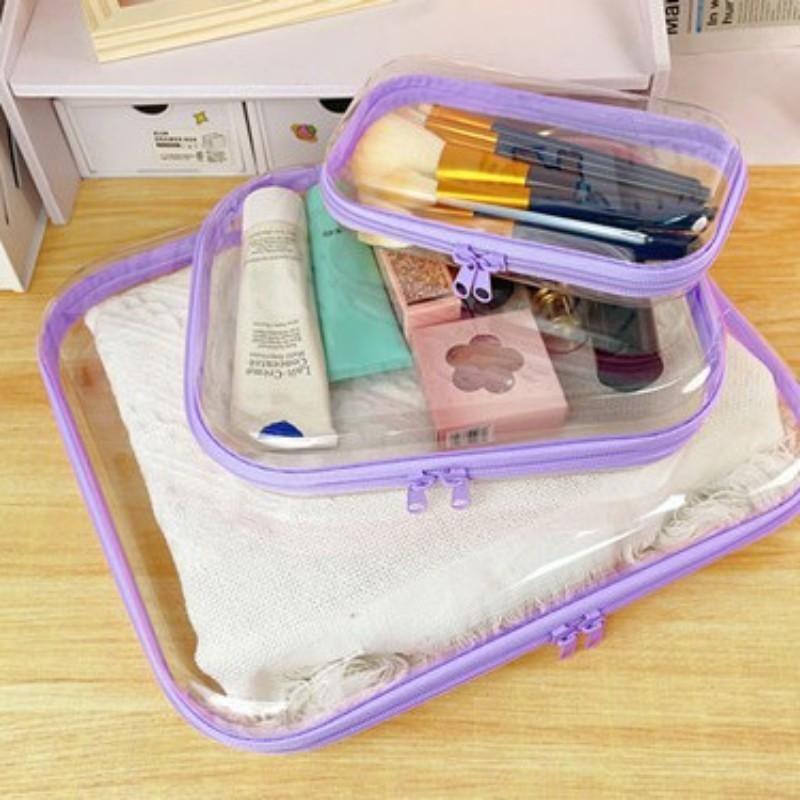 Transparent Storage Box Set, Toy Marker Makeup Organizer Bag, Cosmetic Storage Box, Home Socks Underwear Zipper Desktop Container, Universal Use, Multifunctional Organizer