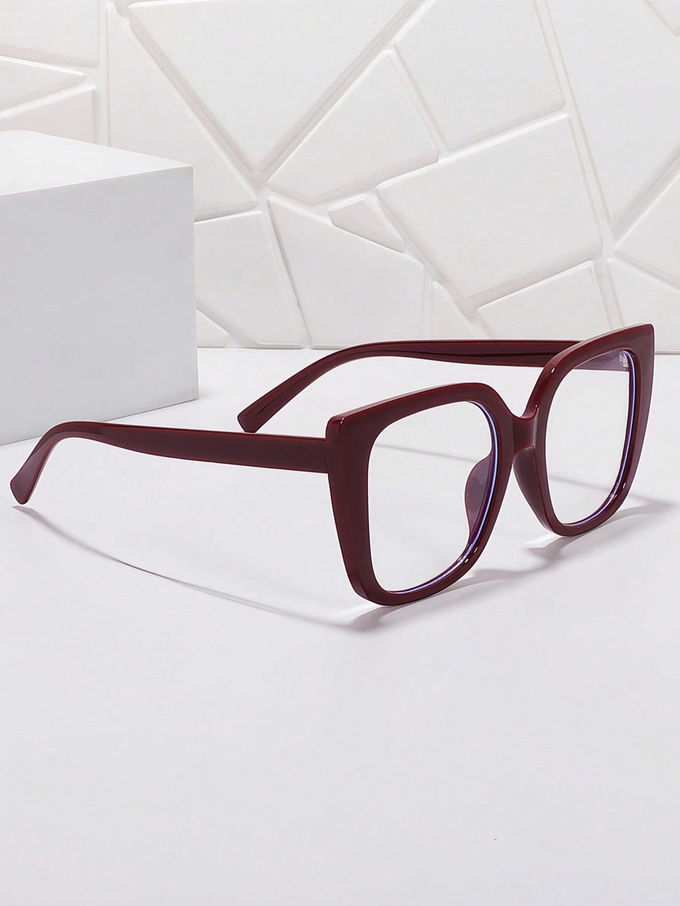 Large Frame Leopard Print Blue Light Blocking Glasses, Simple Daily Use Eyewear, Square Frame, Unisex Workwear, Fashion Accessory, Trendy Casual Glasses