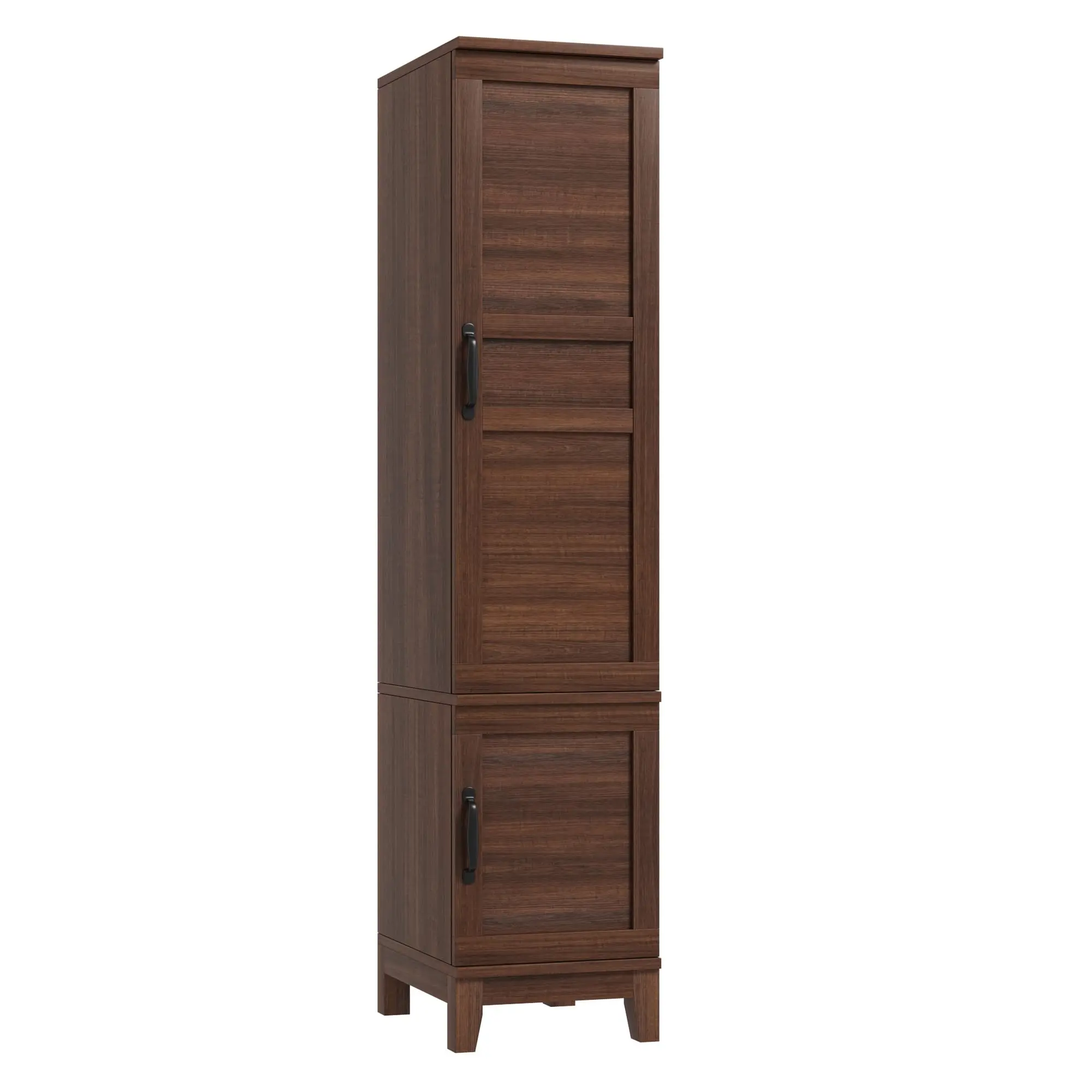 Space-Saving Wooden Armoire Wardrobe Closet, 2 Doors, 72" Tall, Hanging Rod, Adjustable Shelves, Narrow Bedroom Clothes Storage Cabinet