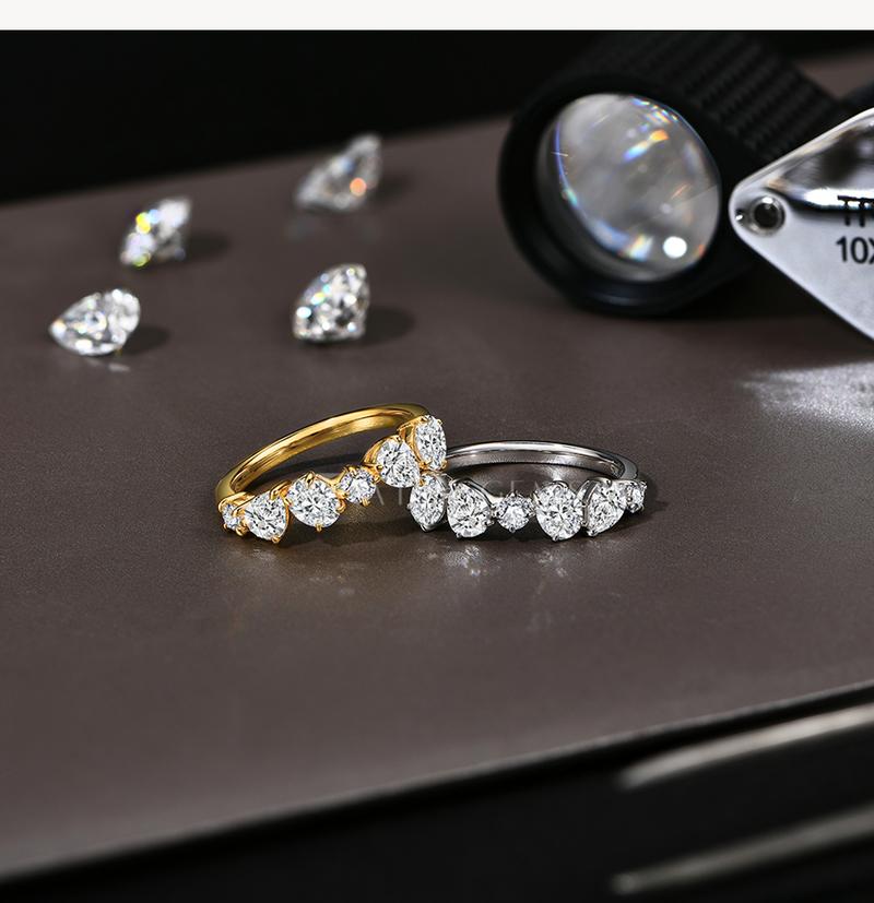 Pear&Round&Oval Cut sparkling Synthetic Moissanite ring D Color VVS1  Anniversary Gift R142