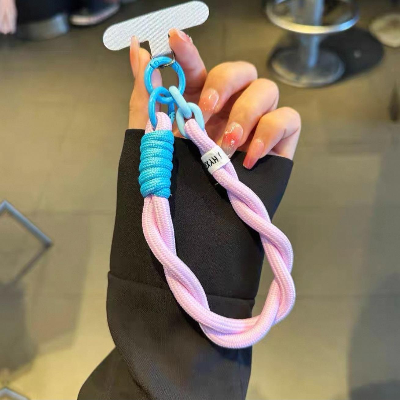 New Fashion Women's Creative Handmade Braided Phone Strap, Short Wrist Band, Durable Cute Fresh Look, Mobile Accessory