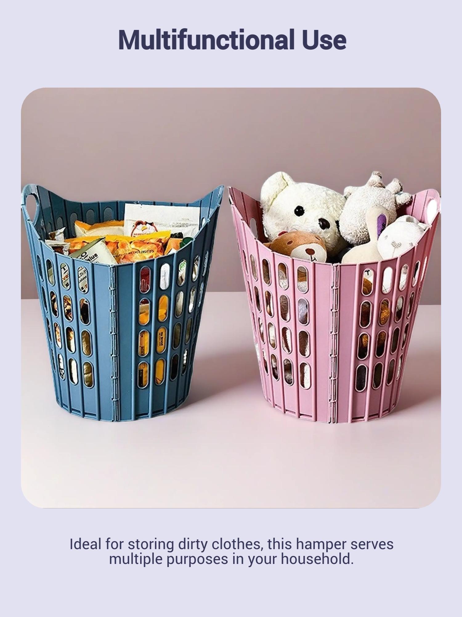 Foldable Laundry Basket, Multifunctional Bathroom Dirty Clothes Storage Bin, Wall-Mountable Handheld Hamper, Space-Saving Design