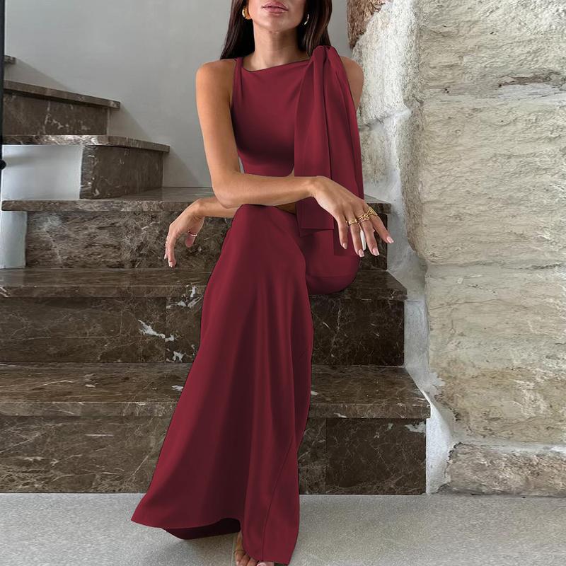 Knotted One Shoulder Mermaid Dress Women's 2025 Summer & Fall New Sleeveless Maxi Bodycon Dress for Ladies Evening Party Club Dating Elegant Dresses Clothes Outfits