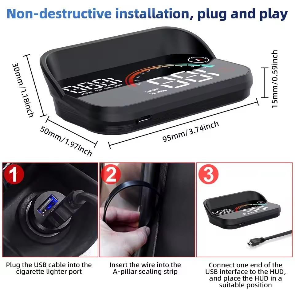 M22 Car Hud Display, Windshield Speedometer Projector, Digital GPS Speedometer, Speed and Over-Speed Display, Universal Front Screen, Car Speed Monitor