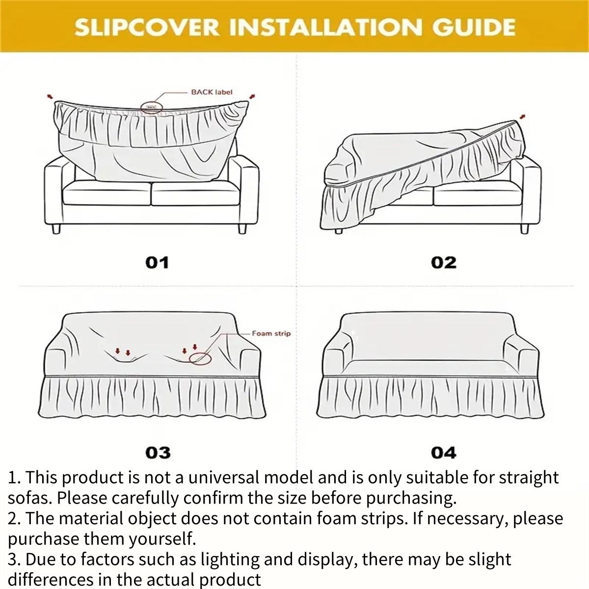1pc Solid Color Microfiber Water Wave Elastic Stretch Sofa Cover, Elastic Couch Cover, Elastic Sofa Slipcover, Slip Resistant Sofa Protector with Skirt, Easy Care Dust Cover for 1 to 4 Seater Sofas, Home Decoration