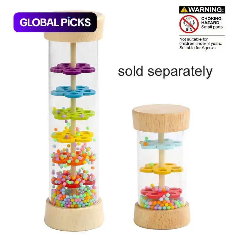 Rain Sound Tube Toy, Rainbow Hourglass Sand Bell Sensory Educational Toy, Classroom Musical Sensory Toy, Available in Small or Large Size, Gift for Kids #GLOBAL PICKS