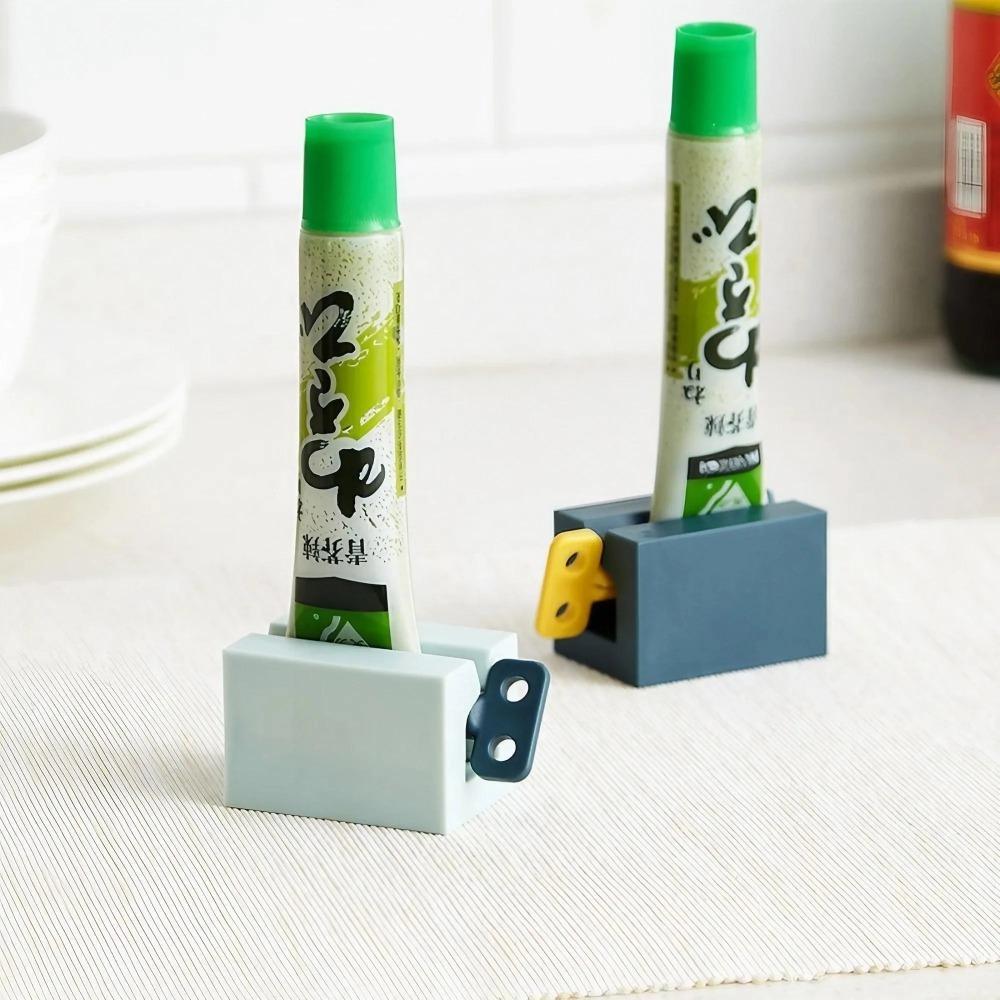 Manual Toothpaste Squeezer Roller - No-Installation Wall-Mounted Tube Dispenser, Strong Suction Save Paste Anti-Waste Bathroom Organizer, Fits All Tubes, Non-Slip Moisture-Resistant Tail Clip