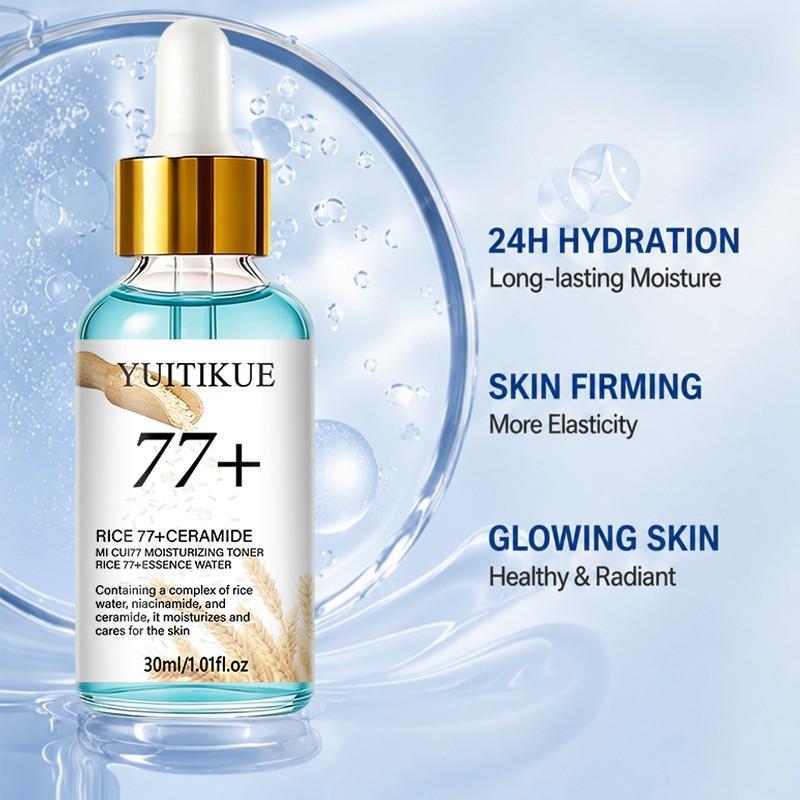 Yuitikue Rice 77+ Ceramide Brightening Essence Water, Improves Dry Tight Skin, Refreshing Toner 30ML, Skincare Essential, Rice Serum