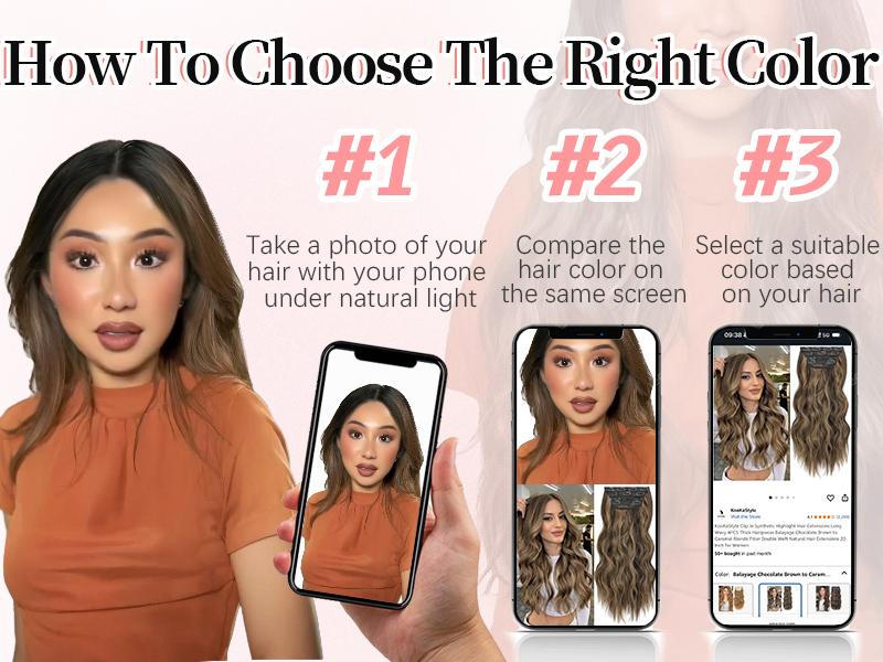 ORSUNCER Hair Clip Extensions Long Wave 4PCS Thick Hairpieces For Women In Synthetic Nature Color To Chestnut Fiber Double Weft Hair Extension Easy To Go