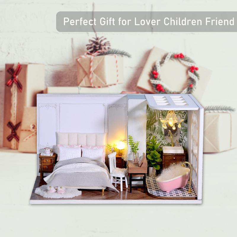 DIY Mini Dollhouse Kit With Dust Cover, Suitable For Bedroom And Study Decoration, A Meaningful And Ideal Gift For Craft Enthusiasts.
