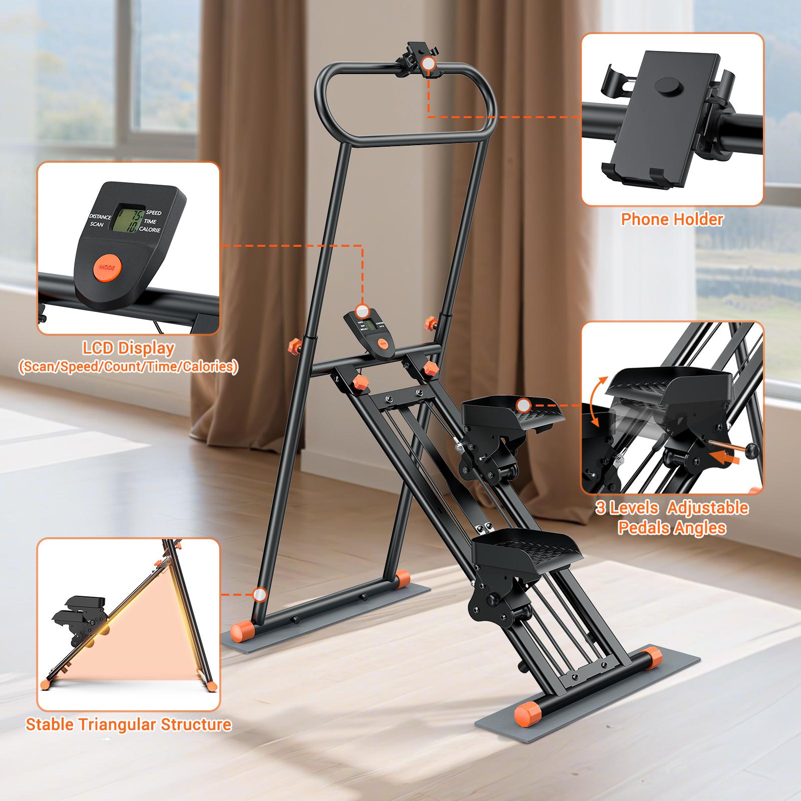 Bearbro Stair Stepper for Home Gym Exercise, New Version Vertical Climber Machine for Full-Body Workout, Compact Folding Cardio Exercise Climber , Adjustable Handlebar & Pedals,suitable for home workouts,TikTokshopBlackFriday