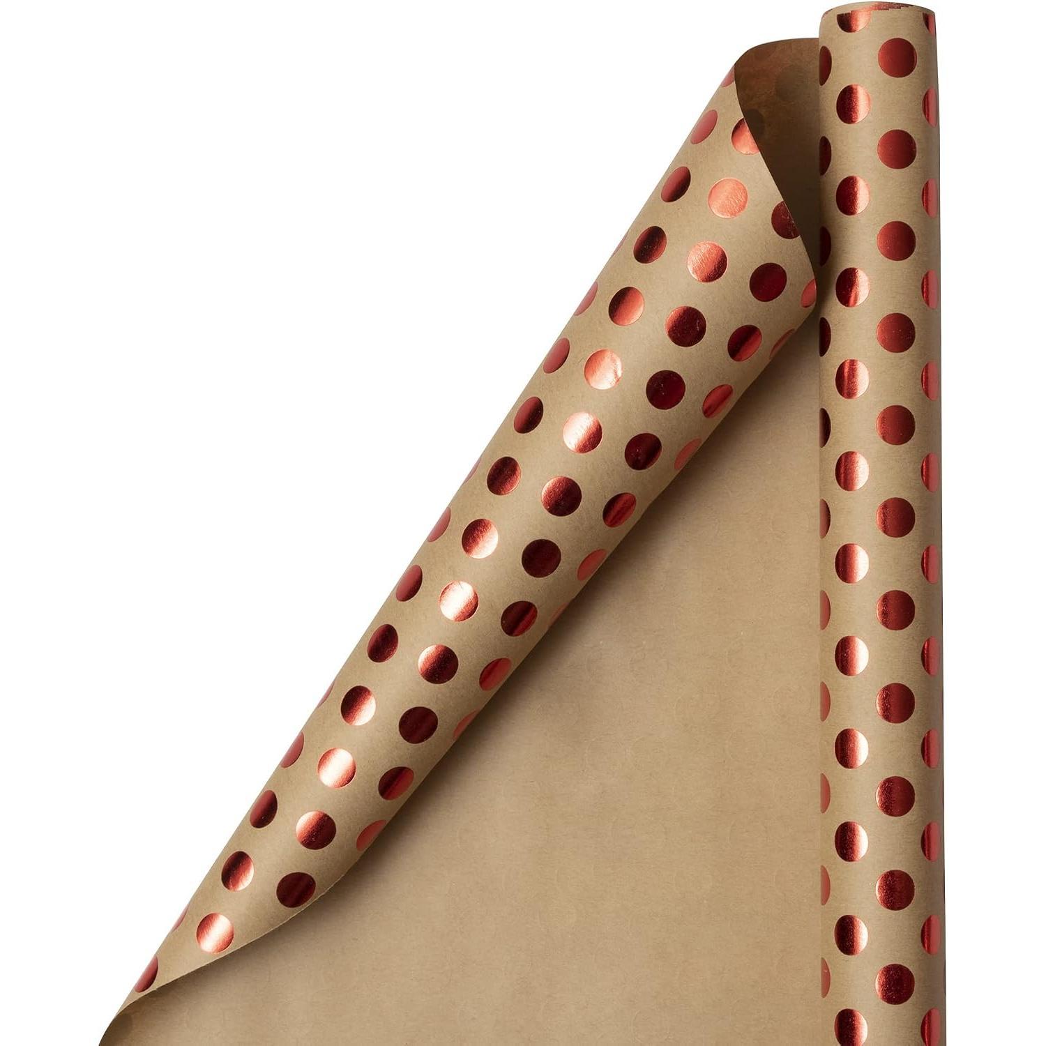 Wrap -  Wrapping  - 50 Sq Ft  - Red & Green Dots   - 2 Rolls/Pack