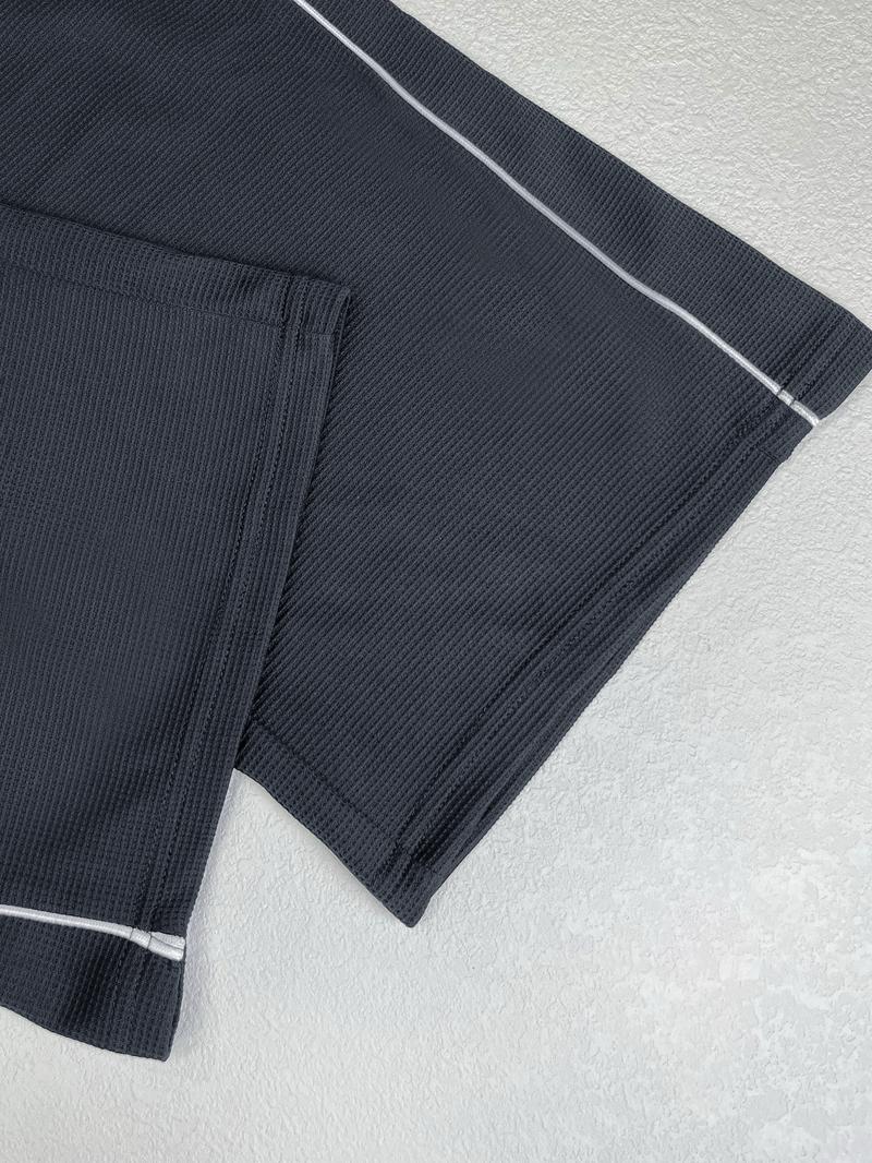 Women's Waffle Knit Jogger Pants, Loose Fit Straight Leg with Side Color Block Design, Pocket Detail, Outdoor & Gym Wear