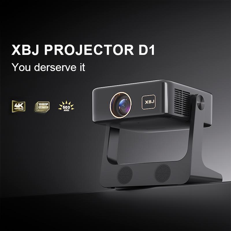XBJ Native 1080P Portable Outdoor Movie Projector with Speakers, Compatible with Smartphone, HD, USB, AV, PS5, Full HD Mini Projector - Audio, WiFi, Bluetooth connectivity available! Micro Black Crystal