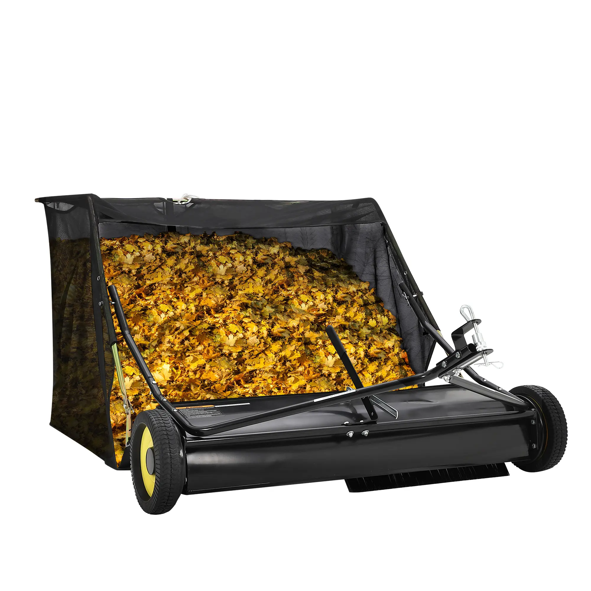 ATV Sweeper with 42 Inch Cleaning Width Leaf Picker - Adjustable Cleaning Height, Large Easy-Empty Hopper, Durable Nylon Brushes, and Impact Resistant Wheels