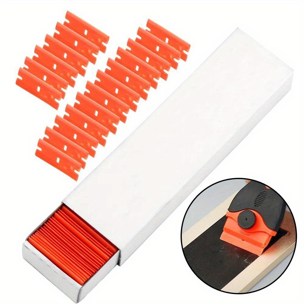 100pcs Multi-Purpose Plastic Razor Blades for Label Removal, Glue Residue Removal, Window Cleaning, and Car Wrap Sticker Removal
