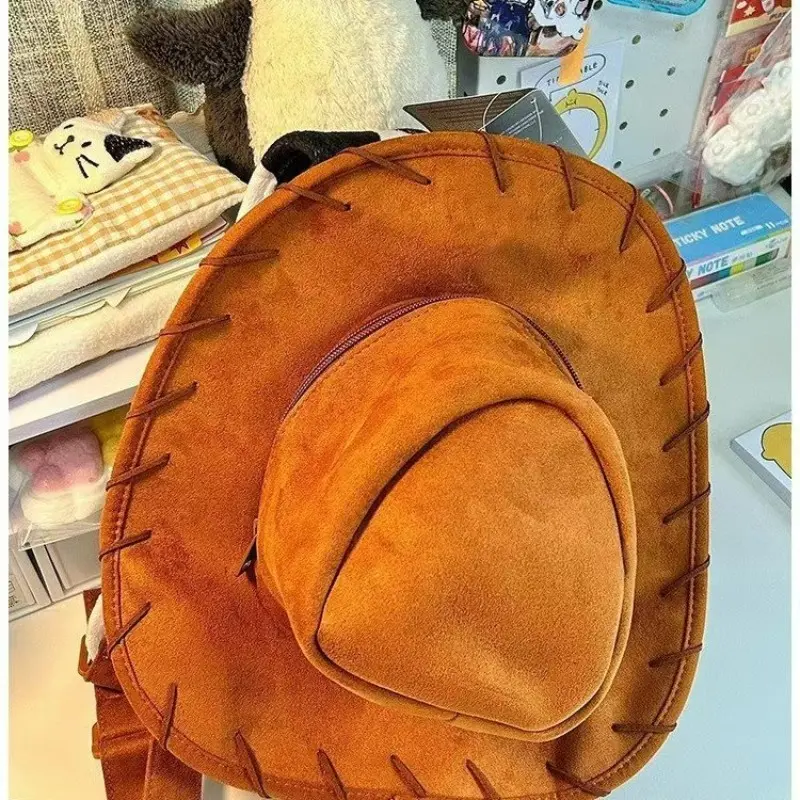 Cute Cartoon Toy Story Woody Hat Backpack, Creative Fun Design, Japanese Style, Kids' Shoulder Bag, Adorable and Unique, Kawaii Backpack