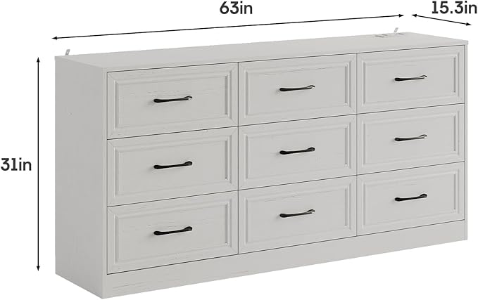 Vabches 6-Drawer Dresser for Bedroom & Hallway, Lockable Storage Cabinet with Charging Station, Modern Farmhouse Style, Sturdy Wood & Metal Handles Vabches 6-Drawer Dresser for Bedroom & Hallway, Lockable Storage Cabinet with Charging Station, Modern Farmhouse Style, Sturdy Wood & Metal Handles
