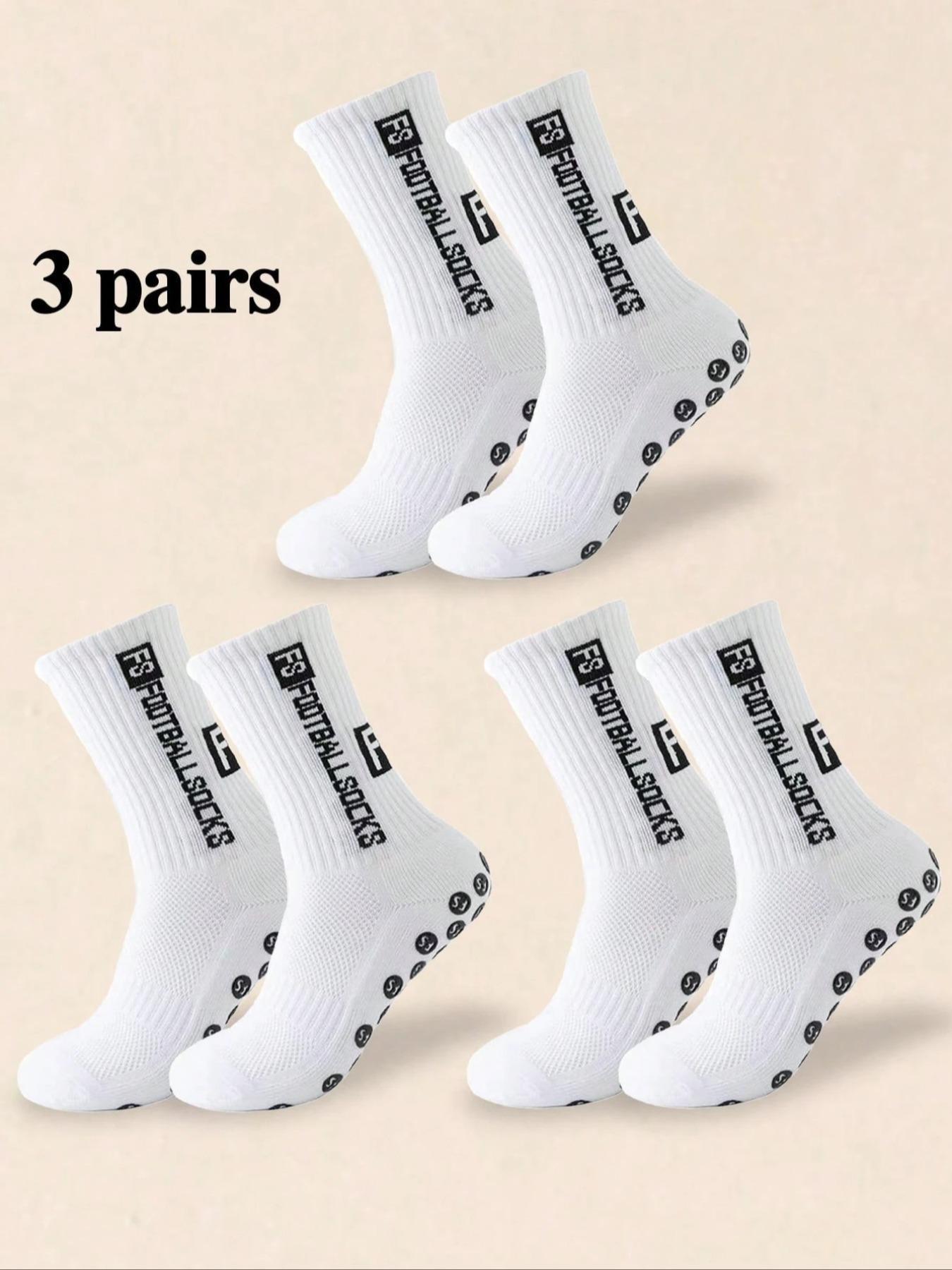 Men's Sports Crew Socks, Mid-Calf Basketball & Football Socks, Thick Terry Bottom Anti-Slip Sweatproof, Youth Training Socks