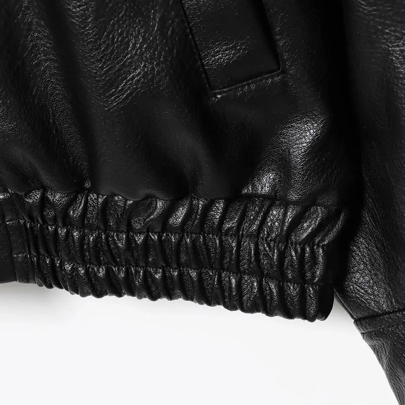 【Black Friday】Women's Stand-Collar Faux Leather Jacket, Streetwear, Long Sleeve Coats for Spring & Fall, Waterproof & Windproof Clothes for Daily Wear, Oversized Jacket, Casual Fashionable Collared Outerwear