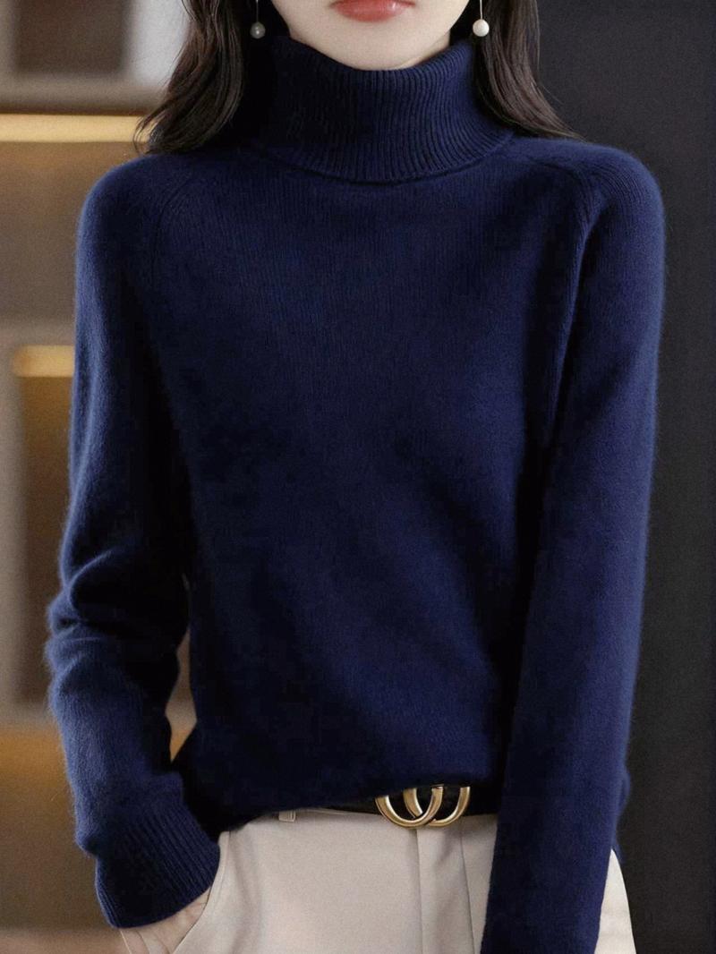 New Women's Mock Neck Sweater, Loose Knit Pullover, Warm Inner Layer Top, Casual Knitwear for Fall & Winter, Ladies Clothing