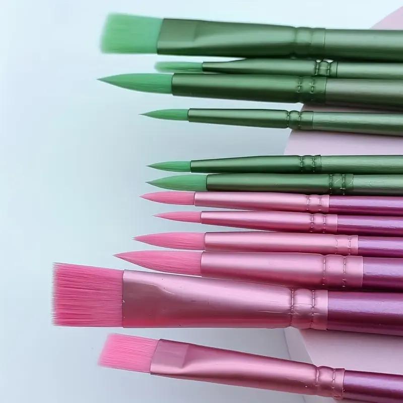 Professional Artist Paint Brush Set, 1 Set Nylon Bristles & Wooden Handle Brush, Round & Flat Tips for Watercolor Painting, Art Students Supplies