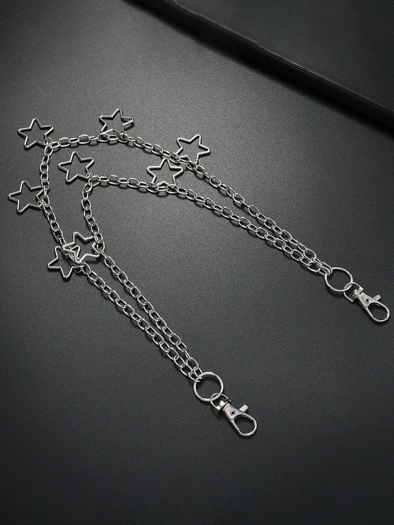 Punk Rock Metal Star Pendant Waist Chain, Unisex Street Dance Denim Accessory, Hip Hop Style for Men Women Daily Party Wear