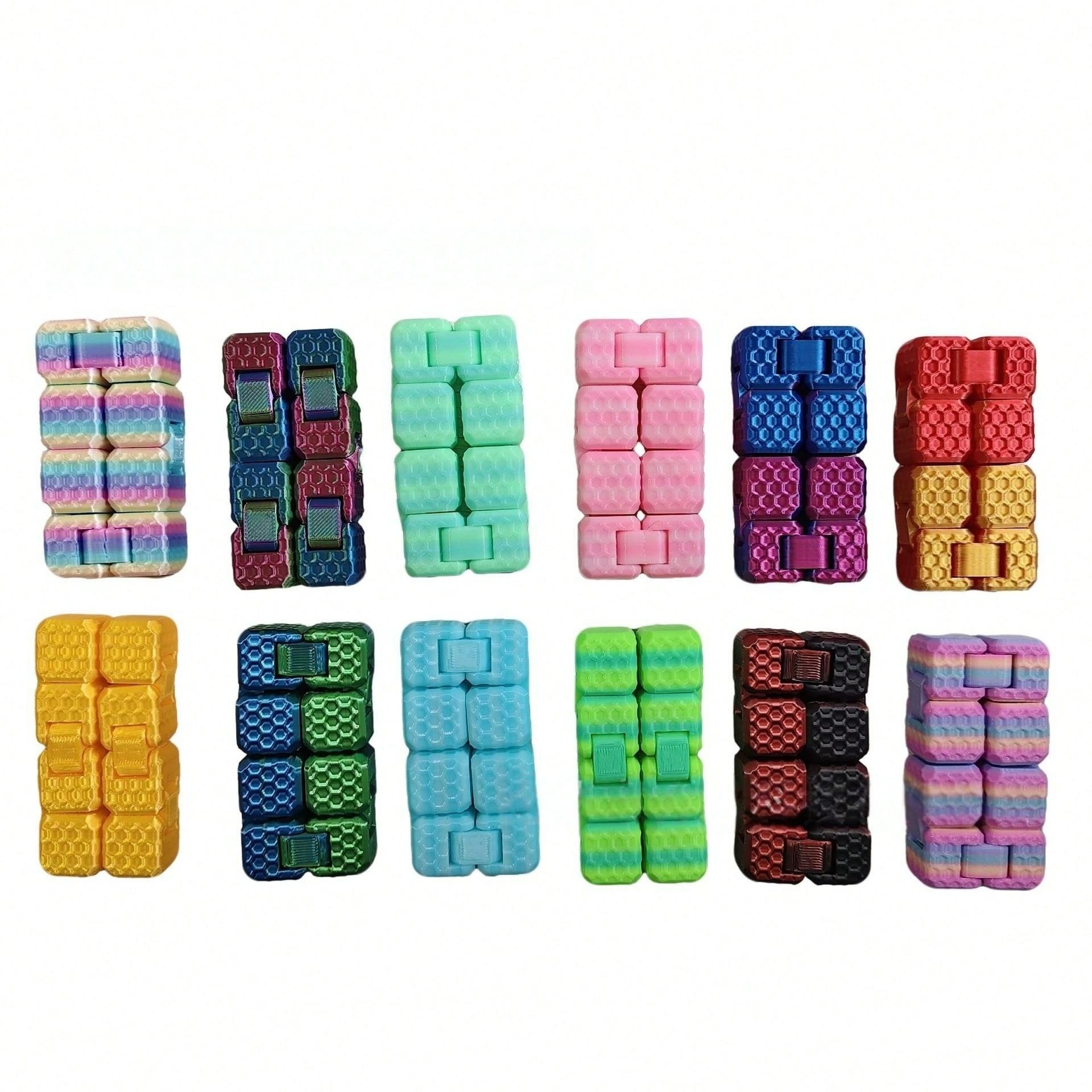 Gradual Color 3D Printed Square Infinite Magic Cube Stress Relief Toy, Creative Educational Gift for Students Adults, Random Color