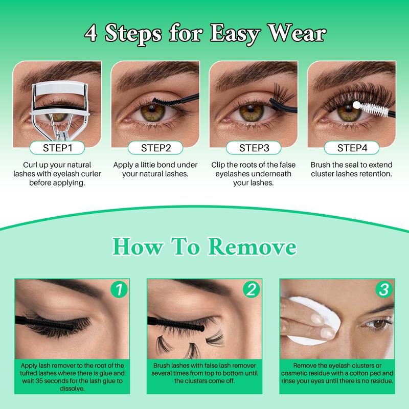 LASHSUN CHRISTMAS GIFT KIT, D Curl Mixed Length DIY Lash Clusters Kit DIY Eyelash Extensions Multi-Type Lash Volume & 3D Effect Eyelash Clusters with Lash Bond and Seal Lash Remover Lash Brush Headband Wristband Eyelash Set