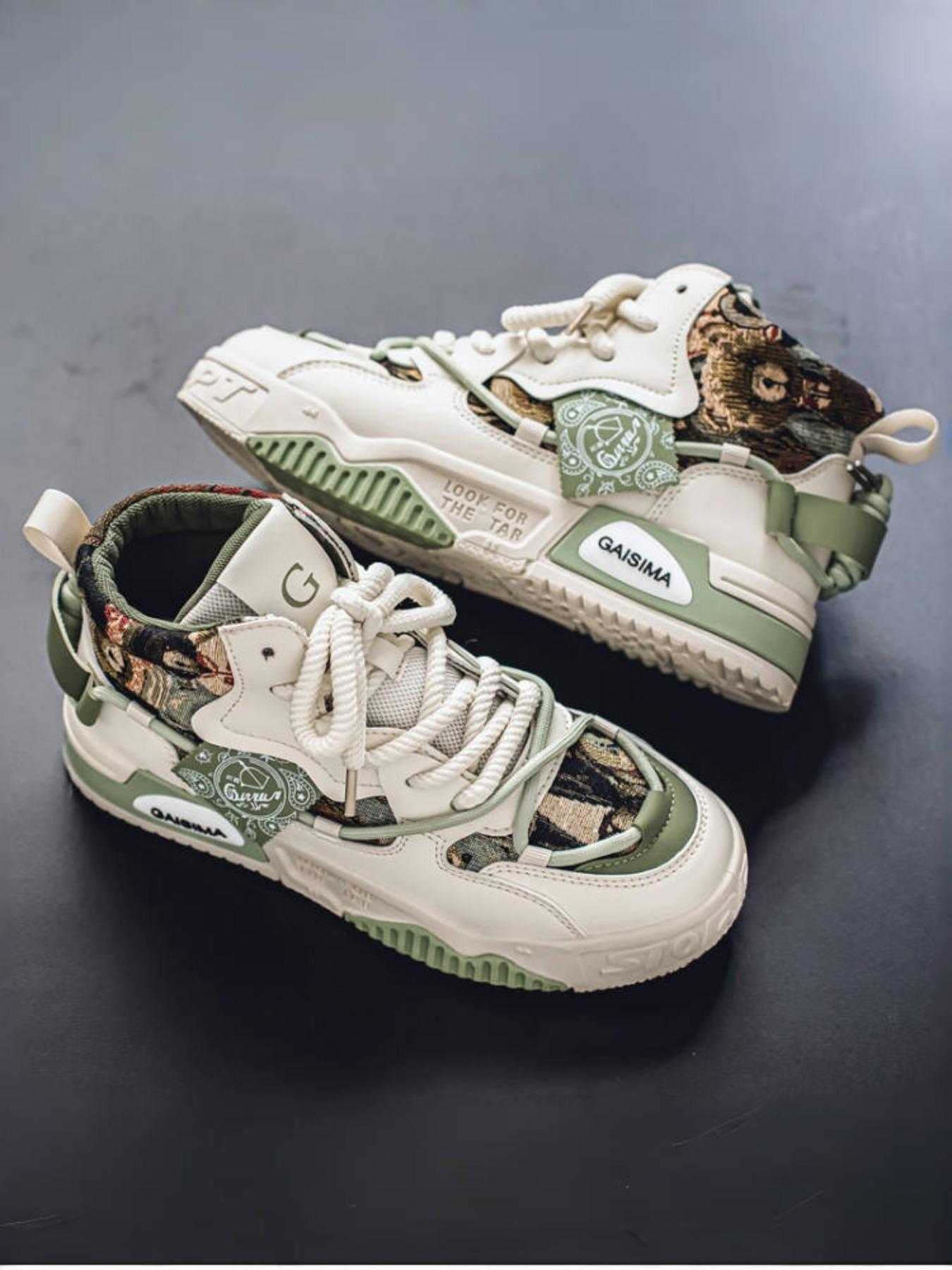 Men's Fashionable Patchwork Design Lace Up Sneakers, Casual Breathable Comfortable Sports Running Shoes, Male All-match Round Toe Shoes for Daily Wear