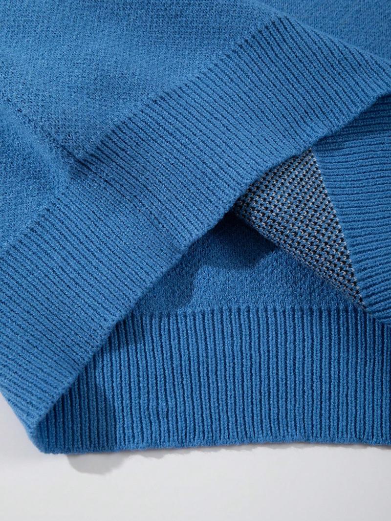 Men's New Casual Loose Fit Knitted Sweater, Spring Autumn Winter Long Sleeve Round Neck Pullover, Vintage Street Style Letter Print