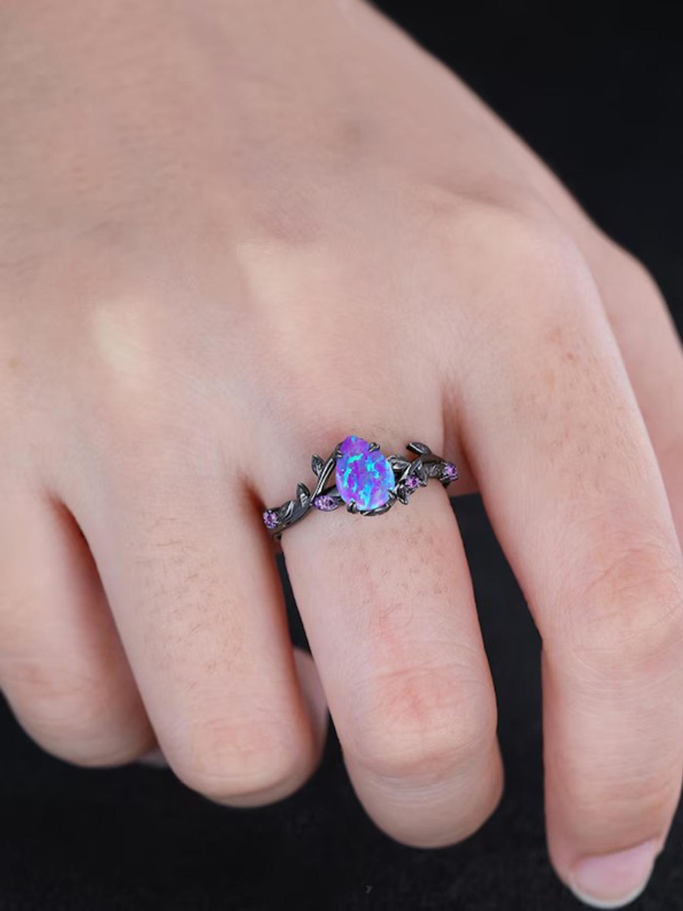 Unique Set with Artificial Gemstone Water Drop Design, Stackable Rings for Women, Bridal Engagement Ring Wedding Party Birthday Gift, Artificial Zircon Rings