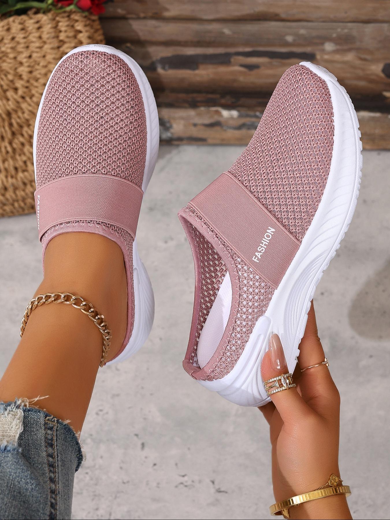 Women's Casual Slip On Lightweight Sneakers, Slip-On Style, Breathable Mesh Upper, Comfortable Fit for Spring Summer Beach Vacation Travel