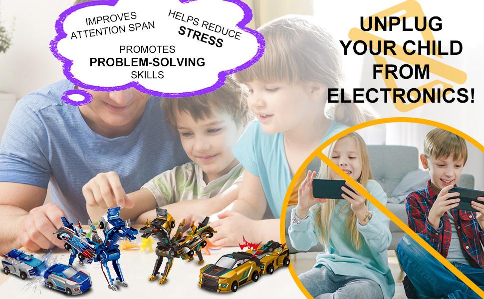 Dinosaur Transforming Car Toy, Magnetic Cars Transform into Dinosaurs,Fun - Collision Transformation Car Toys for Boys & Girls|Party Favors Gift for Birthday, Christmas (Blue) dinosaur toysdinosaur toys collision transforming dinosaur car toy