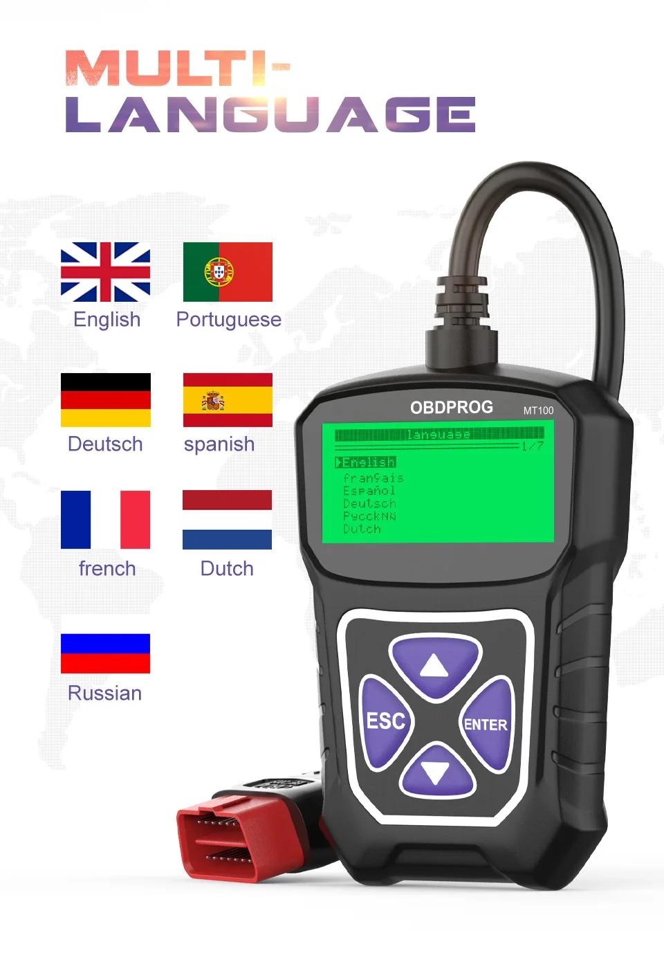 OBDPROG MT100 OBD2 Automotive Scanner Professional Code Reader Scanner Tool Auto Car Diagnostic Tool EOBD Engine Check Turn Off Cel Vehicle Full Modes OBDPROG MT100 OBD2 Automotive Scanner Professional Code Reader Scanner Tool Auto Car Diagnostic Tool EOBD Engine Check Turn Off Cel Vehicle Full Modes