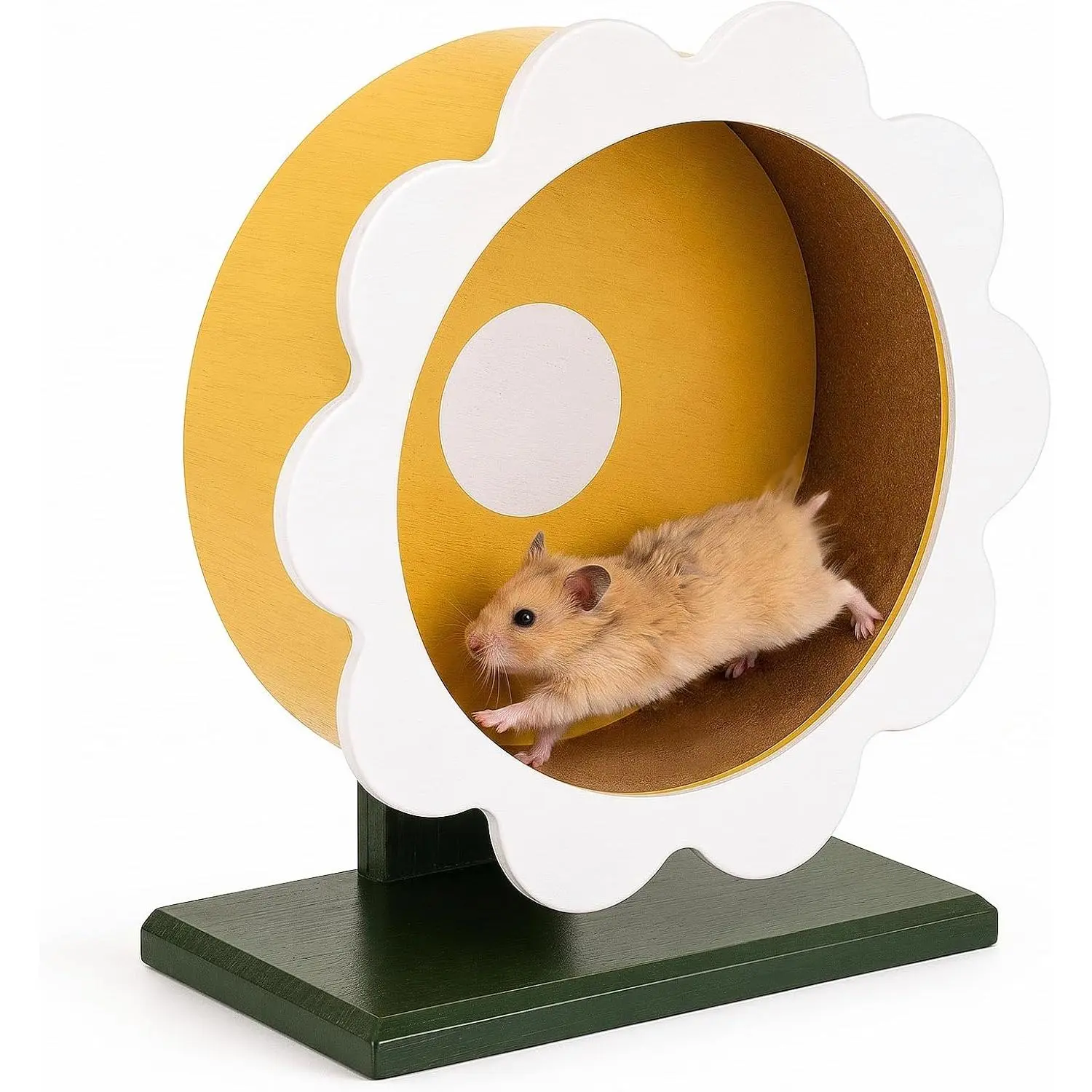 Novabright 9 Inch Hamster Wooden Silent Wheel, Flower Design Small Animal Exercise Wheel, Quiet Spinner Hamster Running Wheels Prevent Depression Toys for Hamsters, Gerbils, Mice and Other Small Pets