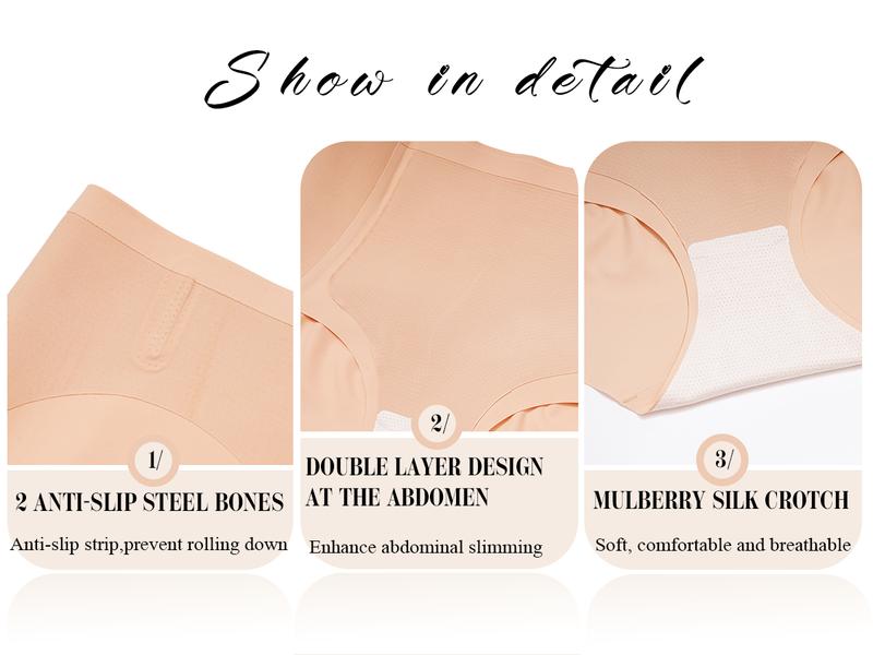 LEVAO Women Tummy Control Underwear, High Waisted Seamless No Show Briefs, Skin-Friendly & Non-Slip Shaping, All-Day Comfort, 4 Pack (S-XXL)