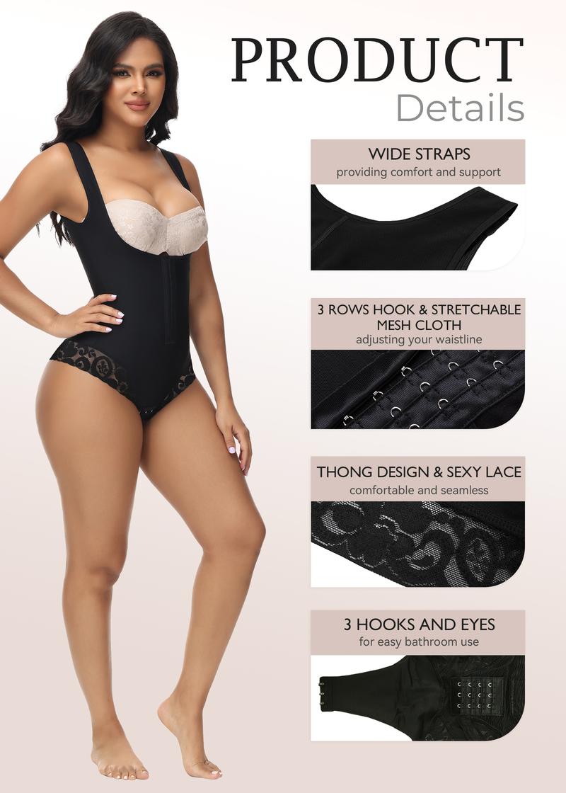 SHAPSHE Shapewear Bodysuit for Women Tummy Control Thong Open Bust Shapewear
